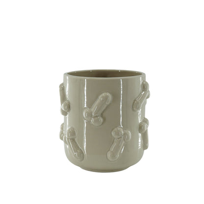 Pot - Dick - Keramiek - Beige - 17,5x17,5x17,5cm