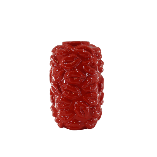Vaas - Kusjes - Keramiek - Rood - 17x17x27cm
