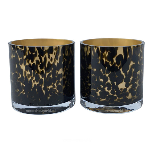 Theelichthouder Celtic gold cheetah (set van 2)