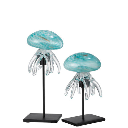 J-Line Kwal Op Voet Glas Aqua Large