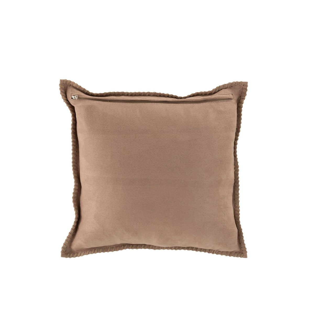 J-Line kussen stiksel - leer - 45 x 45 cm - beige