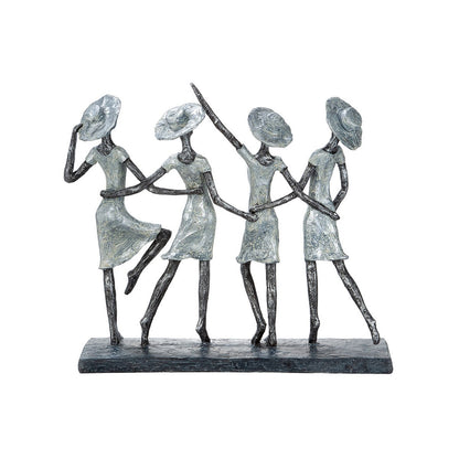 Polysculptuur "4 Dames" antiek zilver