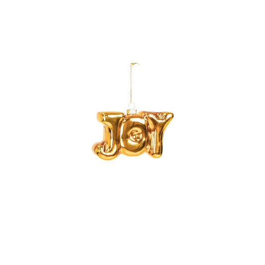 Ornament - Kerstmis - VREUGDE - Goud - Glas - 11x3,5x7cm