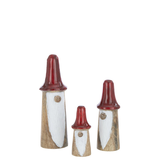 J-Line kabouters Paddenstoelen - hout - naturel/rood