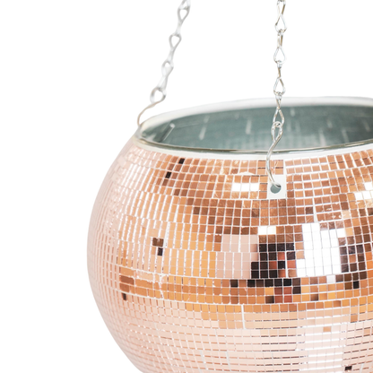 Hangende Plantenpot - Disco - Glas - Rosé Goud - 25x25x25cm
