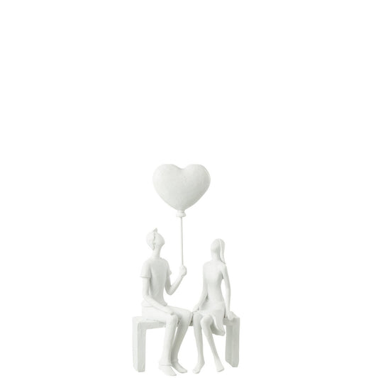 J-Line figuur Koppel Zittend Hart Ballon - polyresin - wit