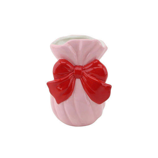 Vaas - boog - dolomiet - roze/ rood - 11x10x16cm