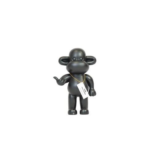 Ornament - hang losse aap beeldje 'de legende' - polyresin - zwart - 20,5x13,5x35cm