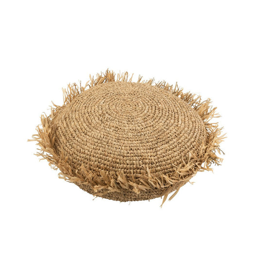 J-Line kussen Rond Raffia  - jute - n aturel