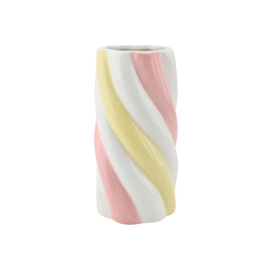 Vaas - Marshmellow - Geel/ roze/ wit - 10,5x10,5x20cm