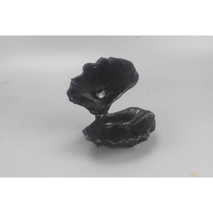 Ornament - Schelp/Oester - Polyresin - Zwart - 12,5x11,5x12cm