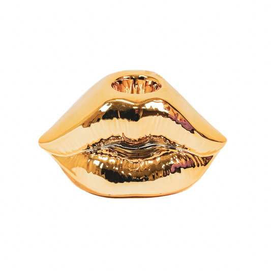 Housevitamin Lips Don't Lie Kandelaar - Goud - 10,5x6,5x5,5cm