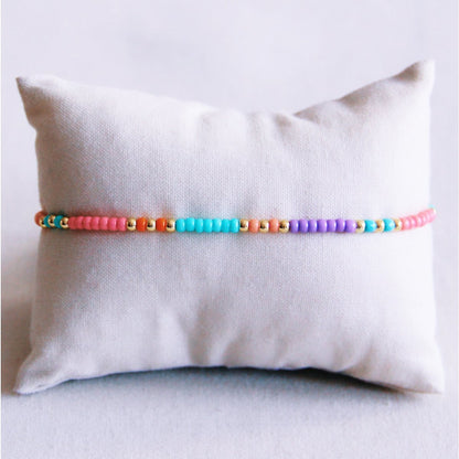 Satijnen enkelband met Miyuki's - mix kleur