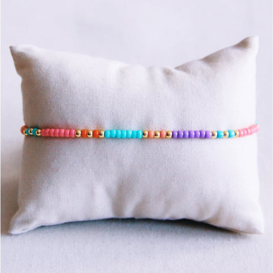 Satijnen enkelband met Miyuki's - mix kleur