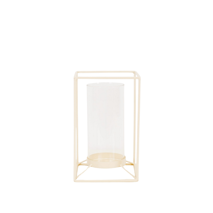 Lantaarn - Metaal/Glas - Wit - 12,5x12,5x20cm