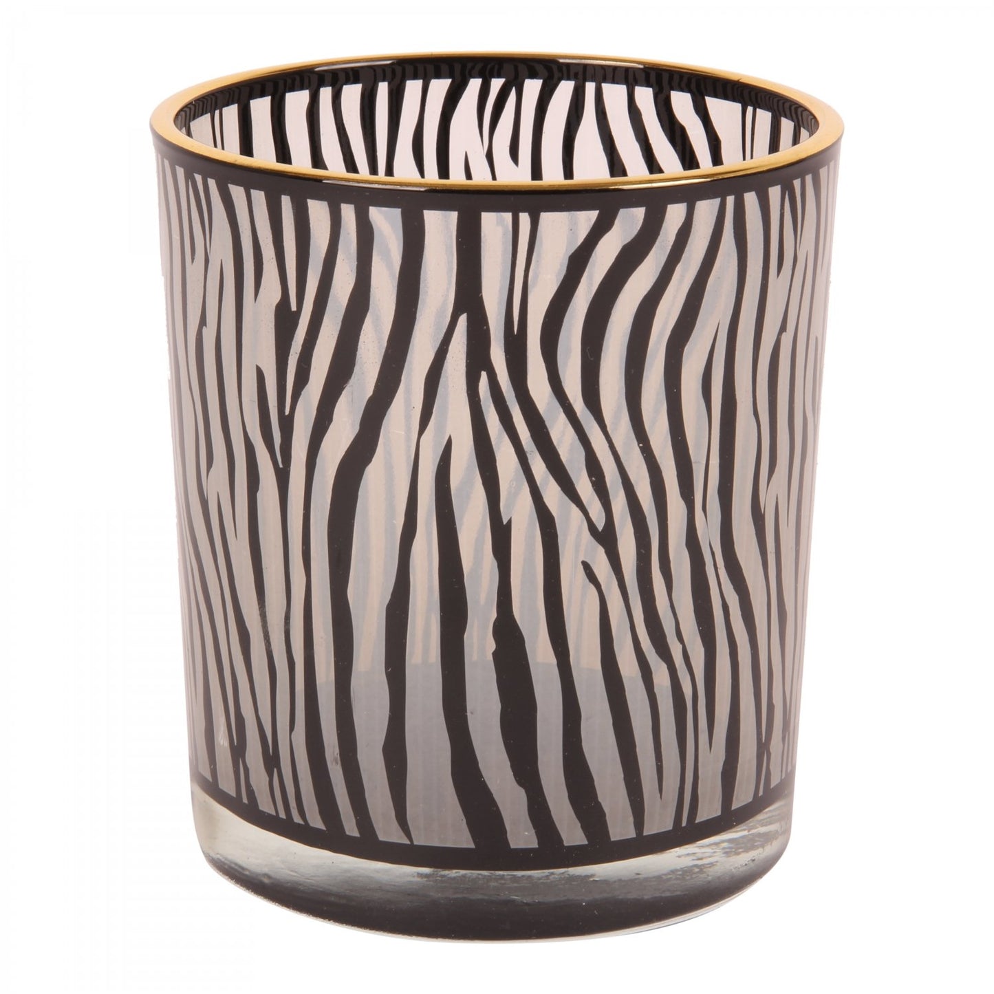 Theelichthouder Zebra – Glas – Zwart – 9x9x10