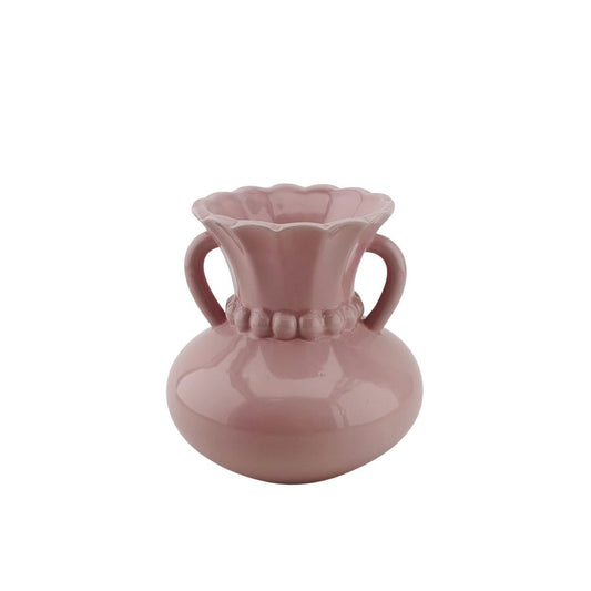 Vaas - parelhals - steengoed lichtroze- 14x14x15cm