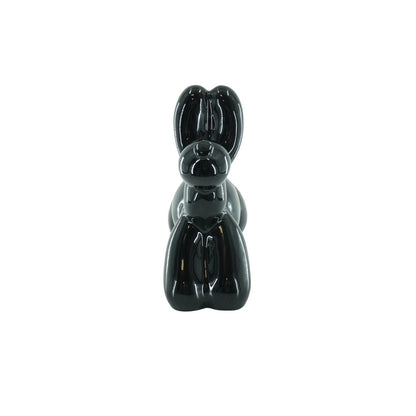 Ornament- Spaarpot Ballon Hond- Keramiek- Zwart-17x7x17cm