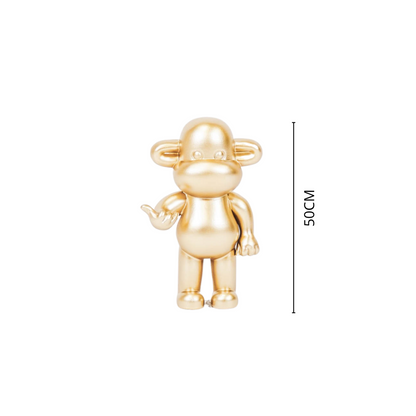 Ornament - hang losse aap beeldje 'de legende' - polyresin - goud - 33x21x50cm