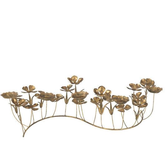 J-Line kandelaar Deco Bloemen - metaal - goud - large