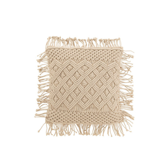 J-Line kussen Cosy Diamant - katoen - beige