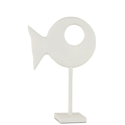 J-Line Figuur Vis Op Voet Aluminium Wit Large