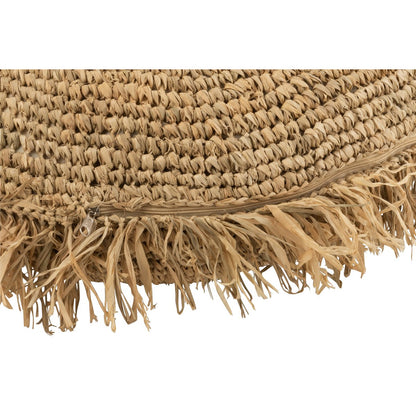 J-Line kussen Rond Raffia  - jute - n aturel