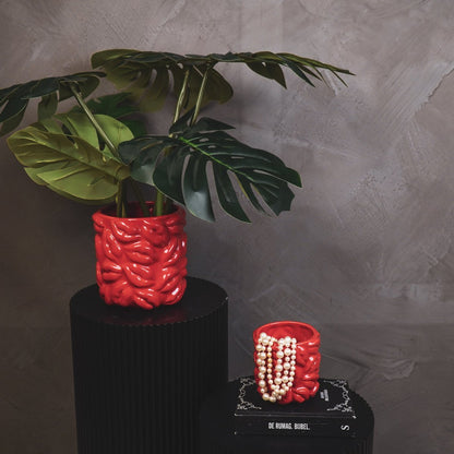 Pot - Kisses - Keramiek - Rood - 17,5x17,5x17,5cm