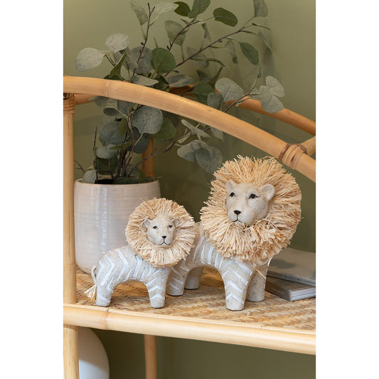 J-Line Leeuw Poly/Raffia Wit/Naturel Large