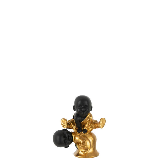 J-Line Monnik Springend Polyresine Zwart/Goud
