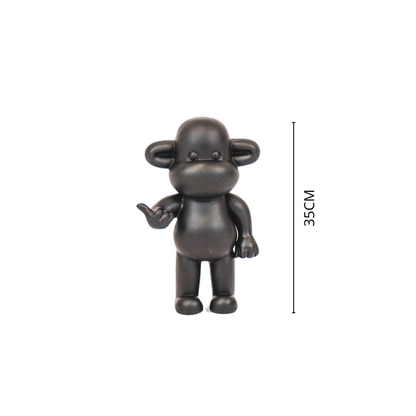 Ornament - hang losse aap beeldje 'de legende' - polyresin - zwart - 20,5x13,5x35cm