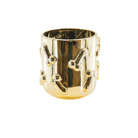 Pot - Dick - Keramiek - Goud - 17,5x17,5x17,5cm