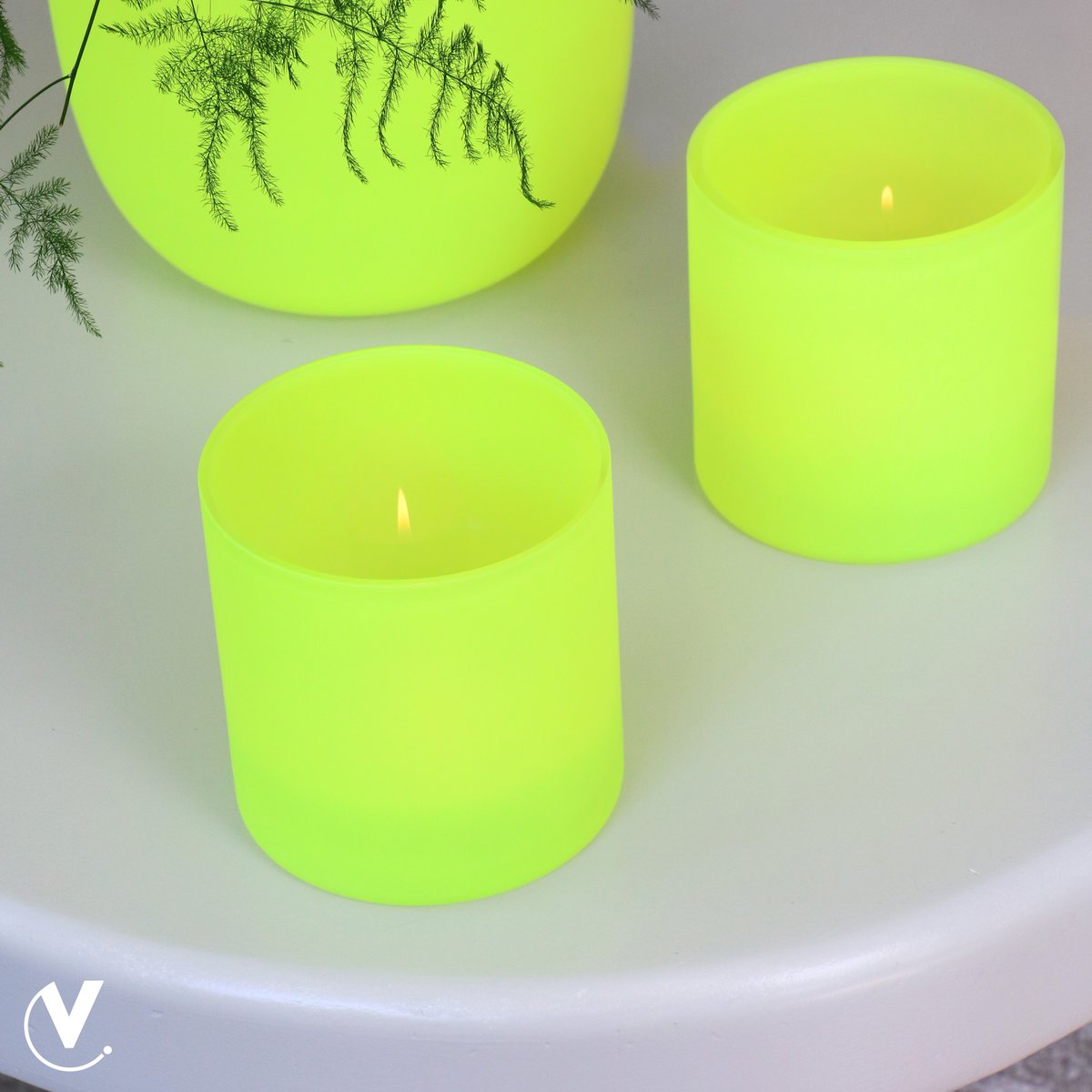 Theelichthouder Celtic Neon yellow Ø12 x H12 cm -2 stuks