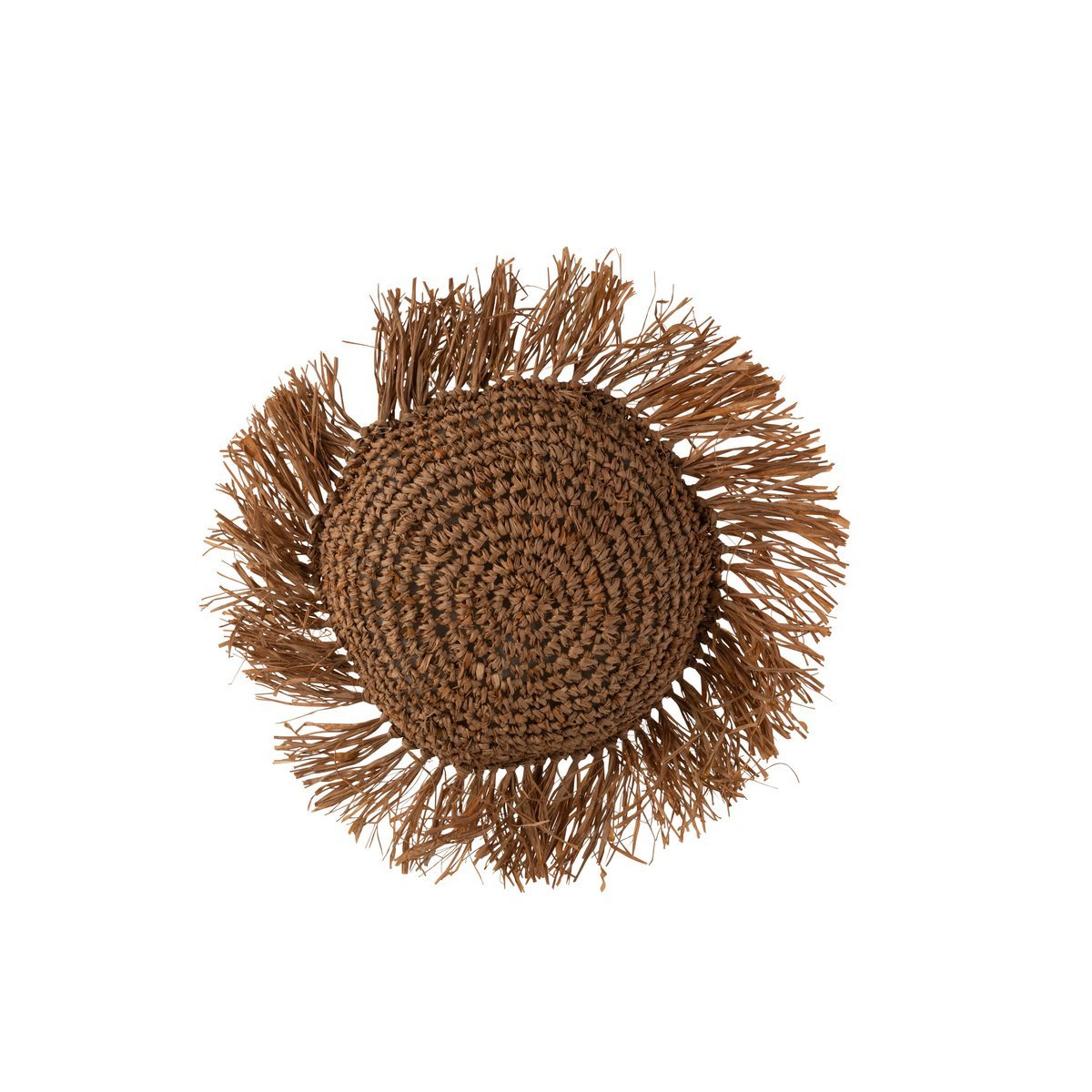 J-Line kussen Rond Riet Raffia - jute - bruin