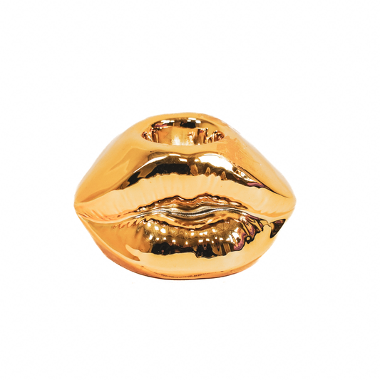 Housevitamin Lips Don't Lie Kandelaar - Goud - 7x5,5x4cm