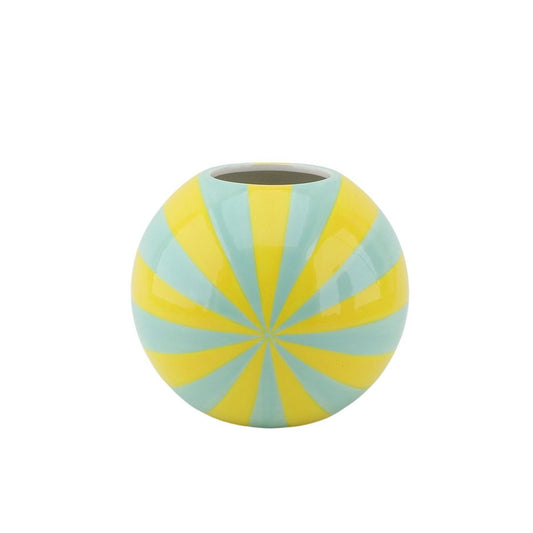 Vaas - Bloemvaas Swirl - Geel/Mint - 20x20x20cm