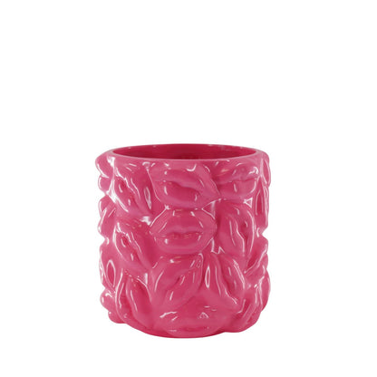 Pot - Kisses - Keramiek - Neon Roze - 17,5x17,5x17,5cm