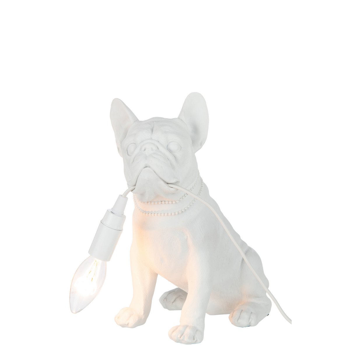 J-Line lamp Bulldog - polyresin - wit