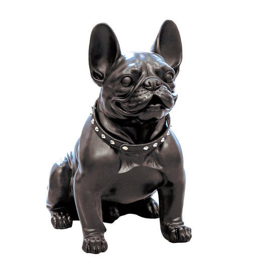 Polyfiguur "Bulldog" mat zwart H.42,5cm