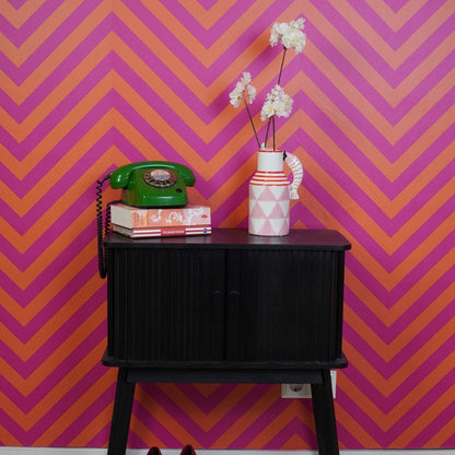 Vaas - kruik vissen - roze/wit/rood - 14x11x21,5 cm