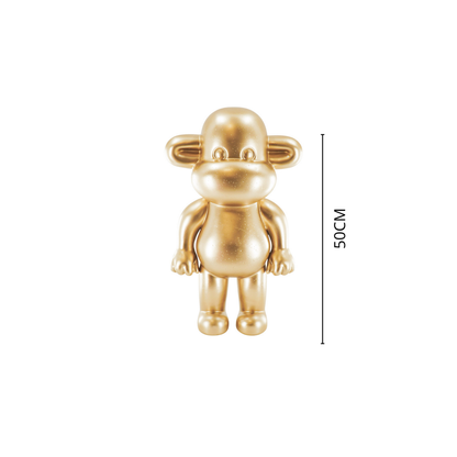 Ornament - aap -beeldje 'de legende' -polyresine - goud - 33x21x50cm