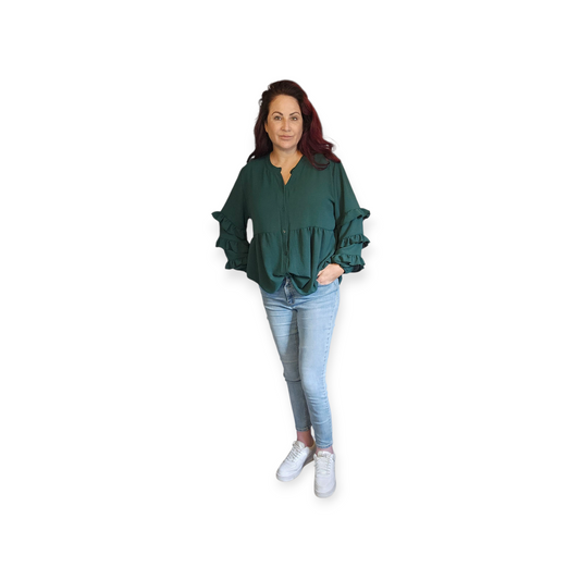 Groene blouse met ruches