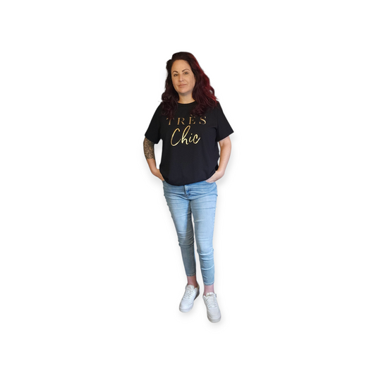 T-shirt 'Très chic' taupe