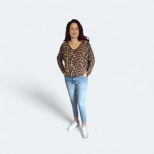 Truitje met panterprint bruin