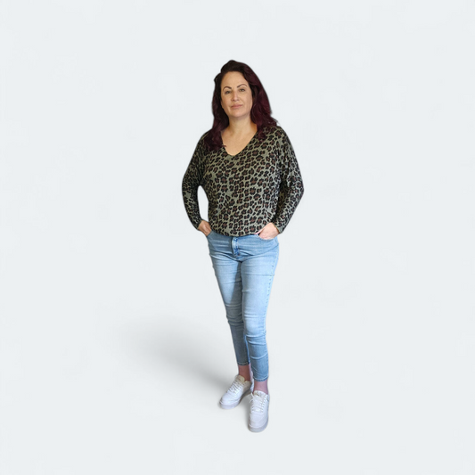 Truitje panter print groen