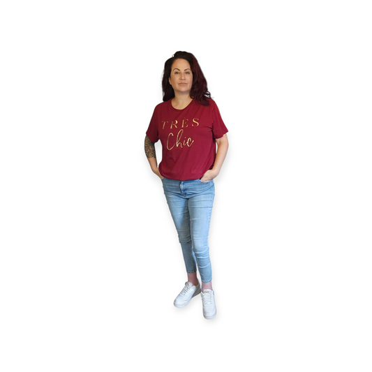T-shirt 'très chic' bordeaux