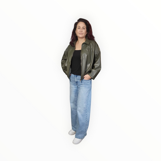 Geweldig imitatie leren jasje