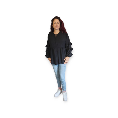 Zwarte blouse met ruches