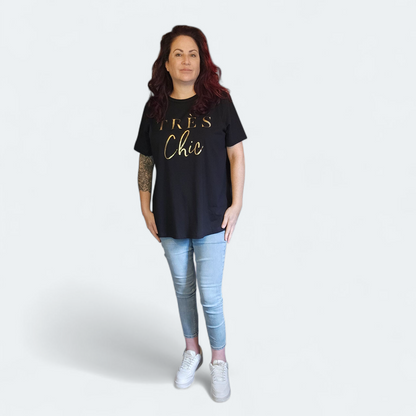 T-shirt 'Très chic' taupe