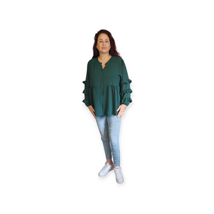 Groene blouse met ruches